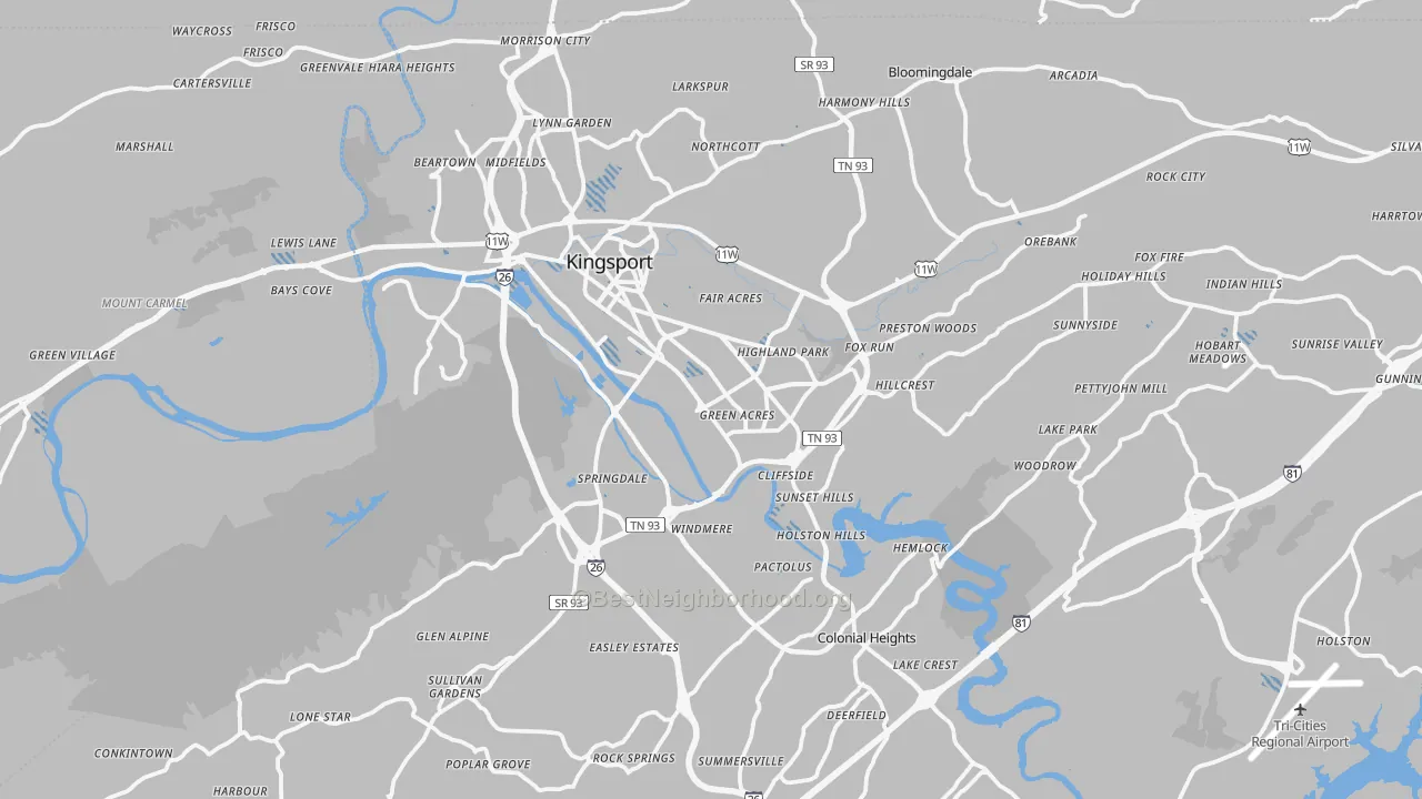 Transit Grade map of Kingsport, TN