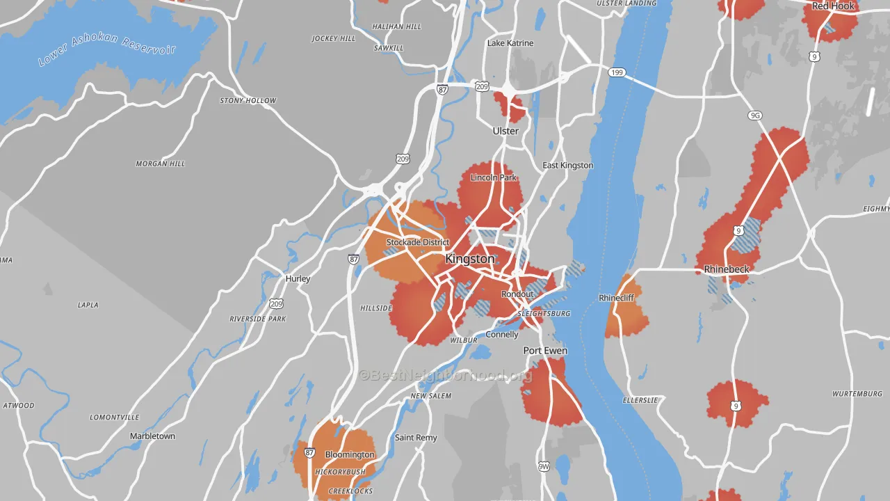Transit Grade map of Kingston, NY