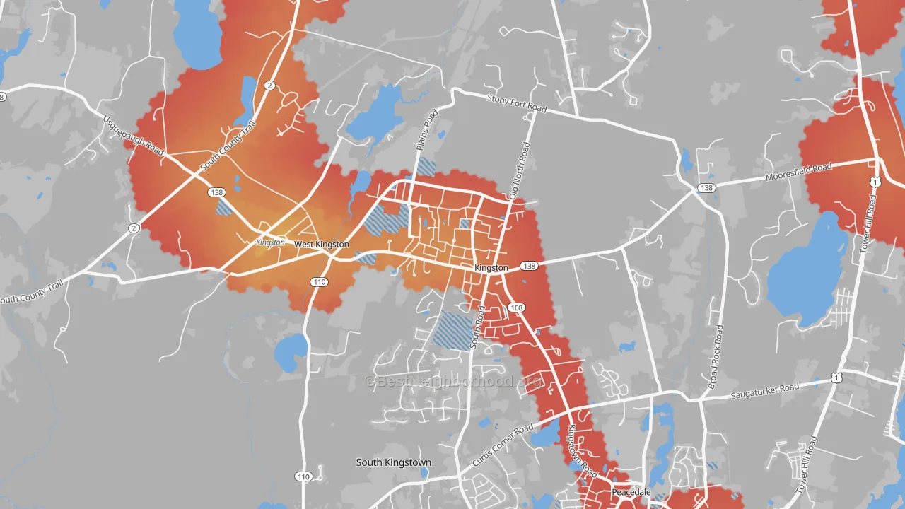Transit Grade map of Kingston, RI