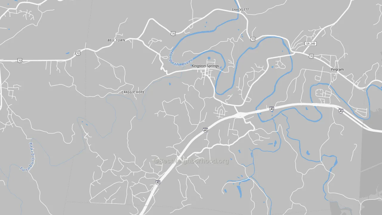 Transit Grade map of Kingston Springs, TN
