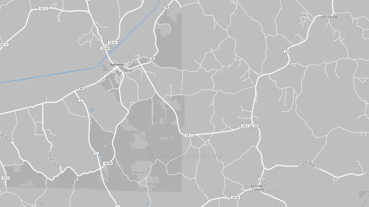 Transit Grade map of Kingville, AL