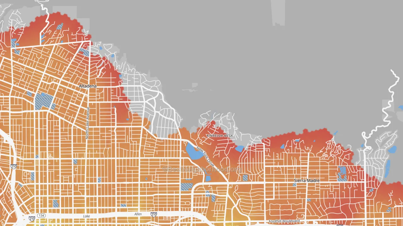 Transit Grade map of Kinneloa Mesa, CA