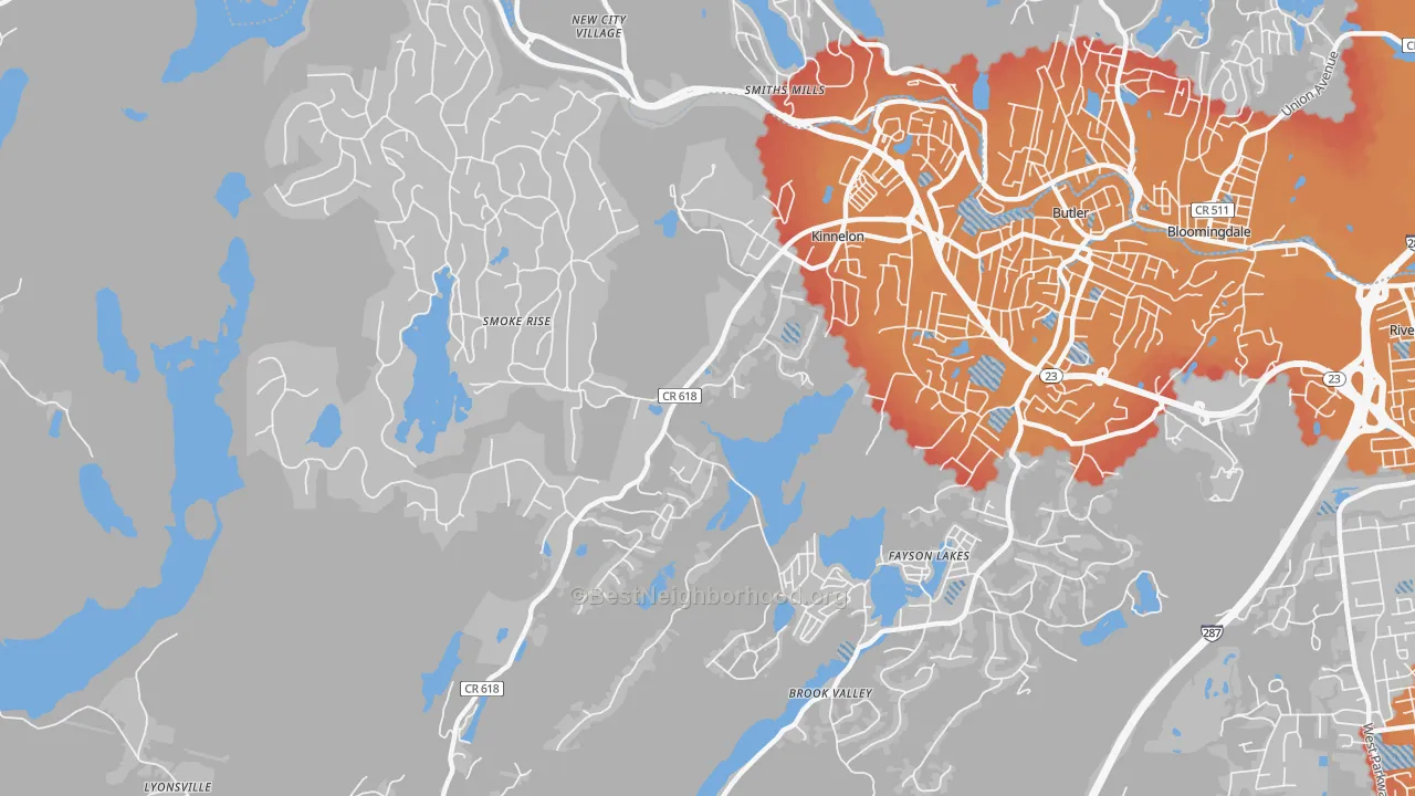 Transit Grade map of Kinnelon, NJ
