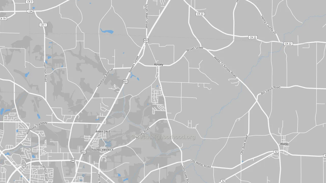 Transit Grade map of Kinsey, AL