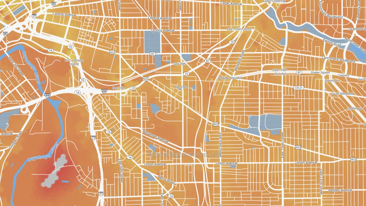 Transit Grade map of Kinsmith, Cleveland, OH
