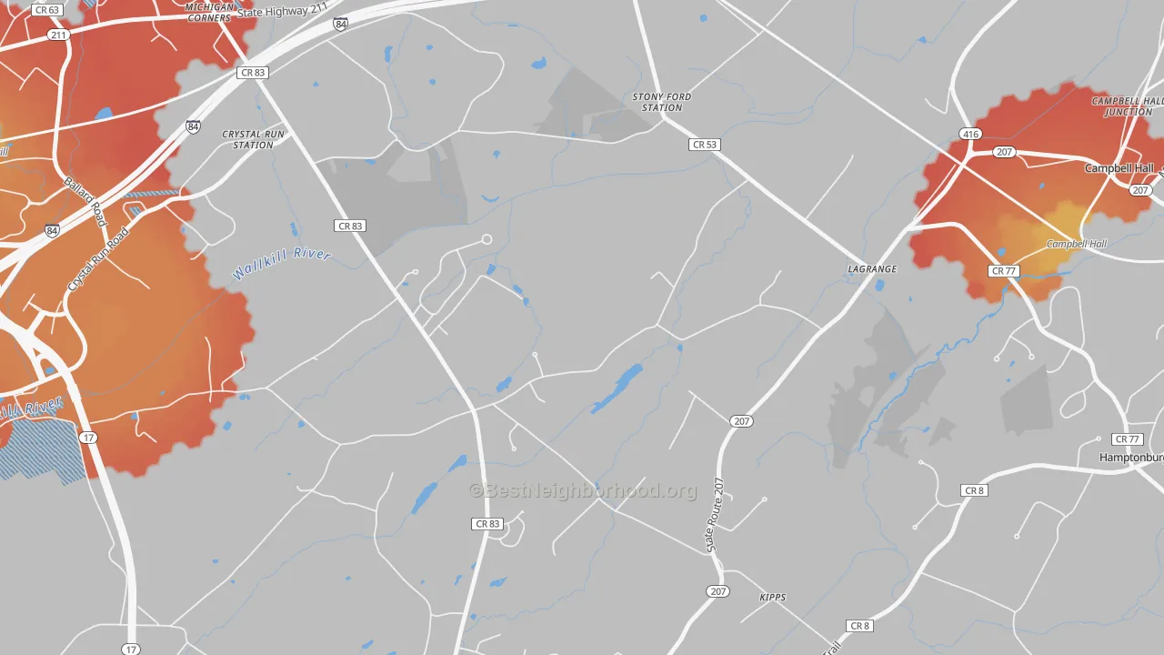 Transit Grade map of Kipps, NY