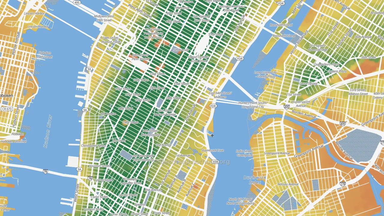 Transit Grade map of Kips Bay, Manhattan, NY