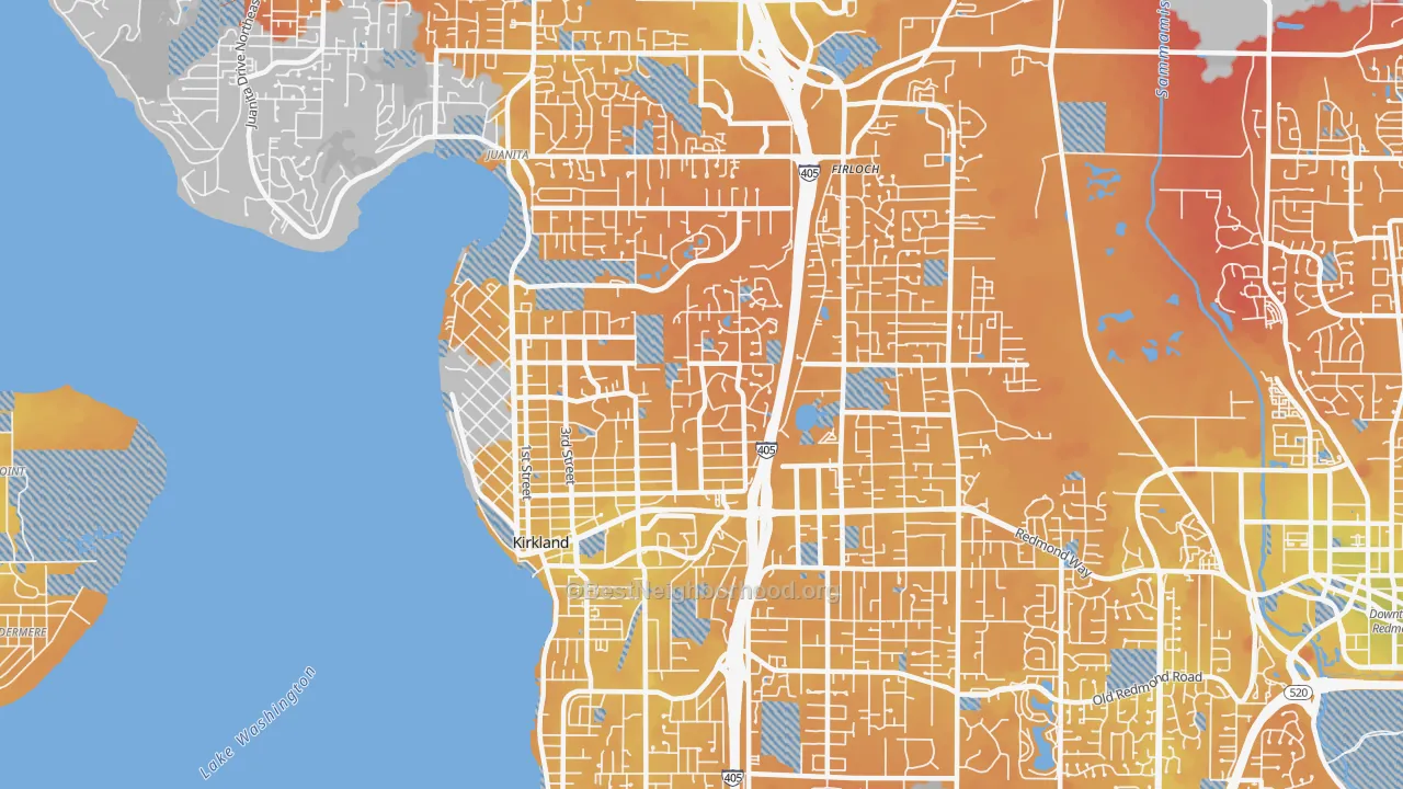Transit Grade map of Kirkland, WA