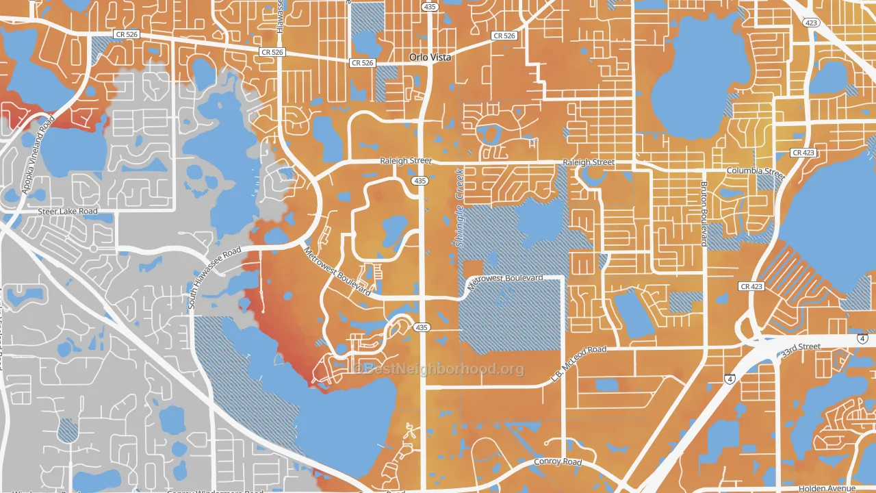 Transit Grade map of Kirkman North, Orlando, FL