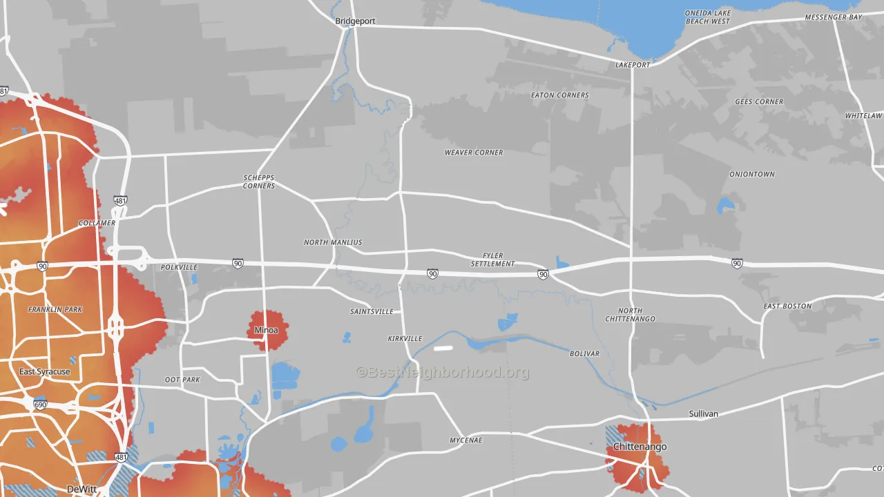 Transit Grade map of Kirkville, NY