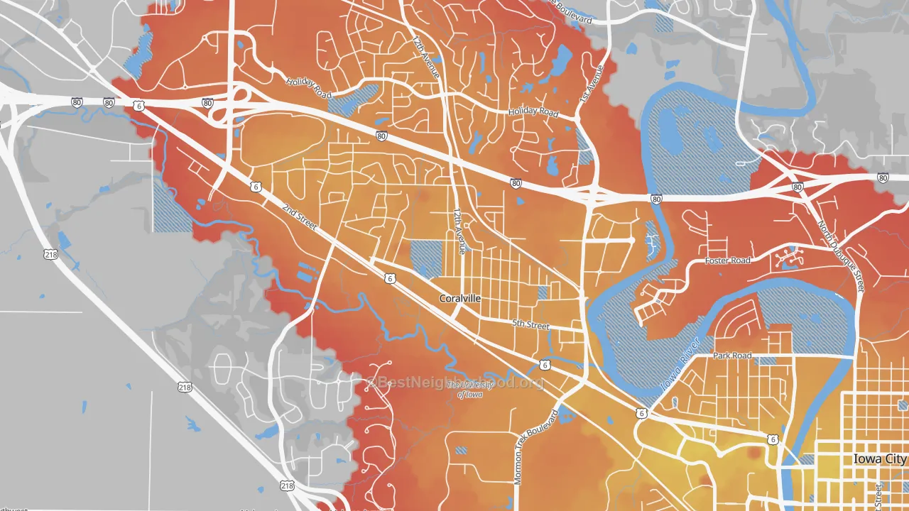Transit Grade map of Kirkwood, Coralville, IA