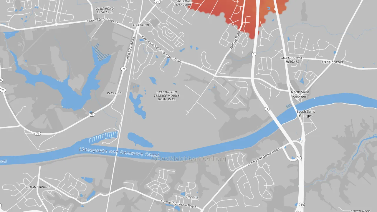 Transit Grade map of Kirkwood, DE