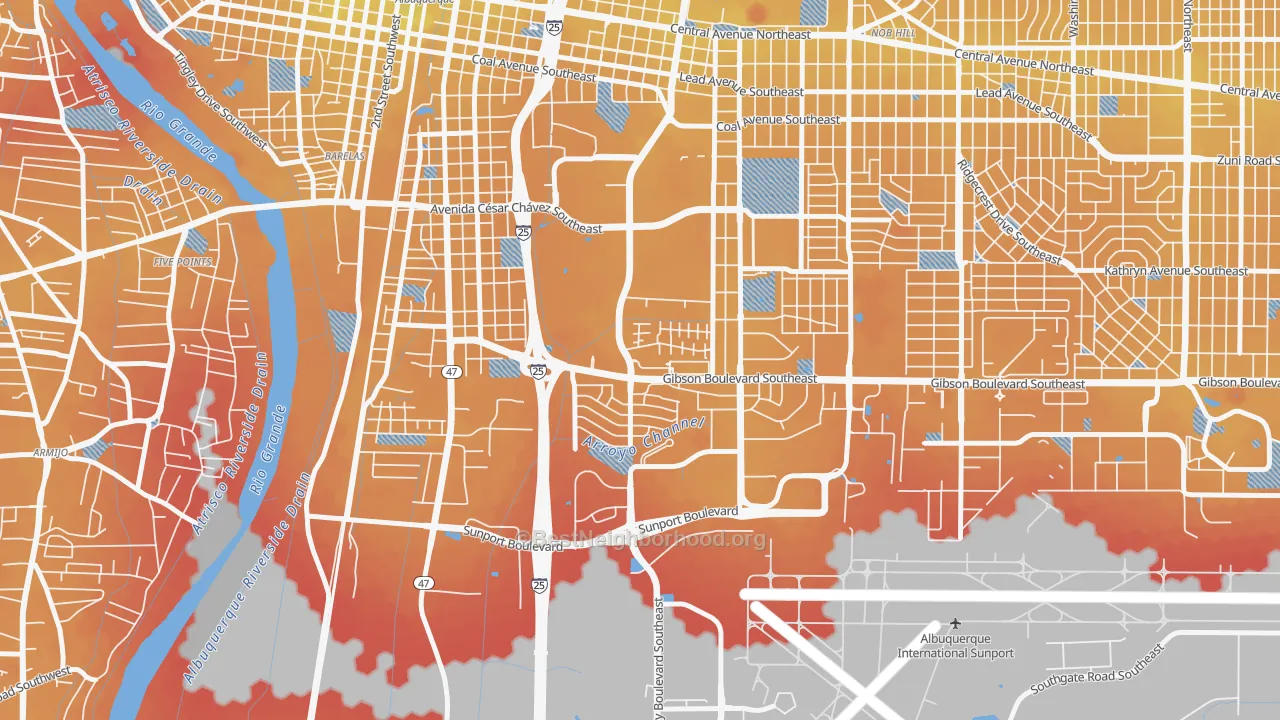 Transit Grade map of Kirtland Community, Albuquerque, NM