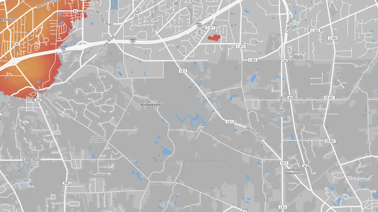 Transit Grade map of Kirtland Hills, OH