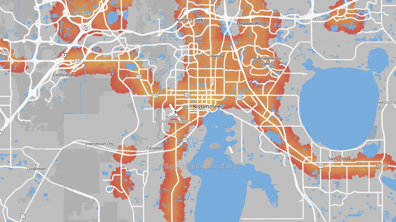 Transit Grade map of Kissimmee, FL