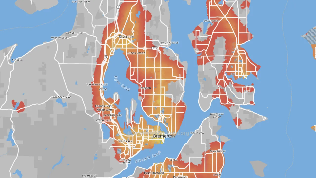 Transit Grade map of Kitsap County, WA