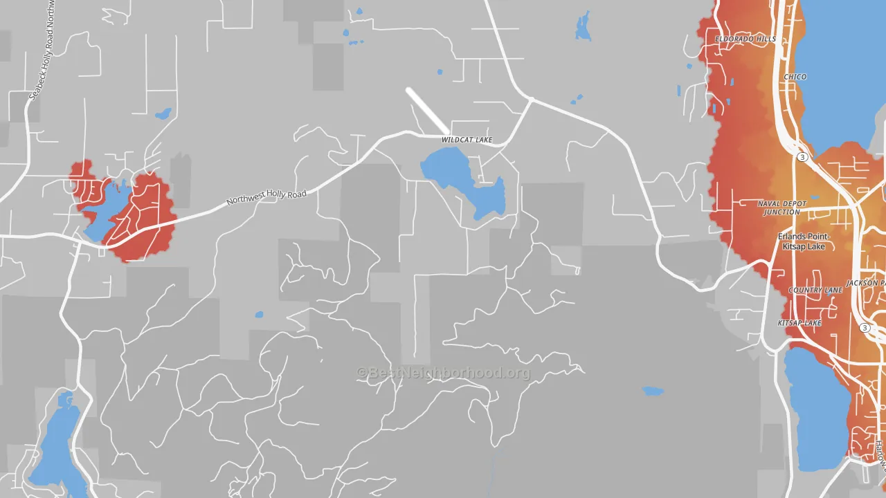 Transit Grade map of Kitsap Lake, WA