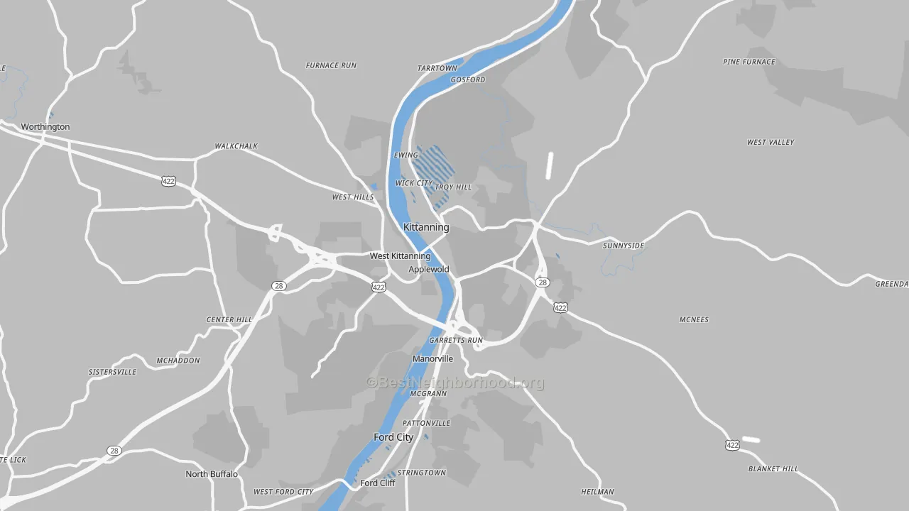 Transit Grade map of Kittanning, PA