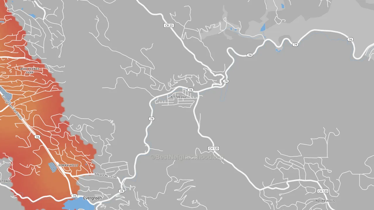 Transit Grade map of Kittredge, CO