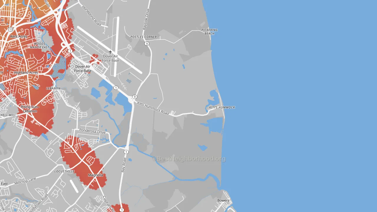 Transit Grade map of Kitts Hummock, DE