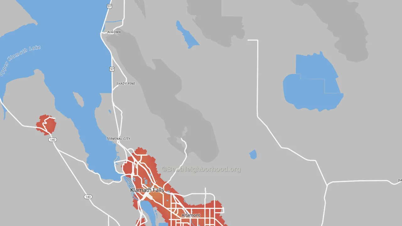 Transit Grade map of Klamath County, OR