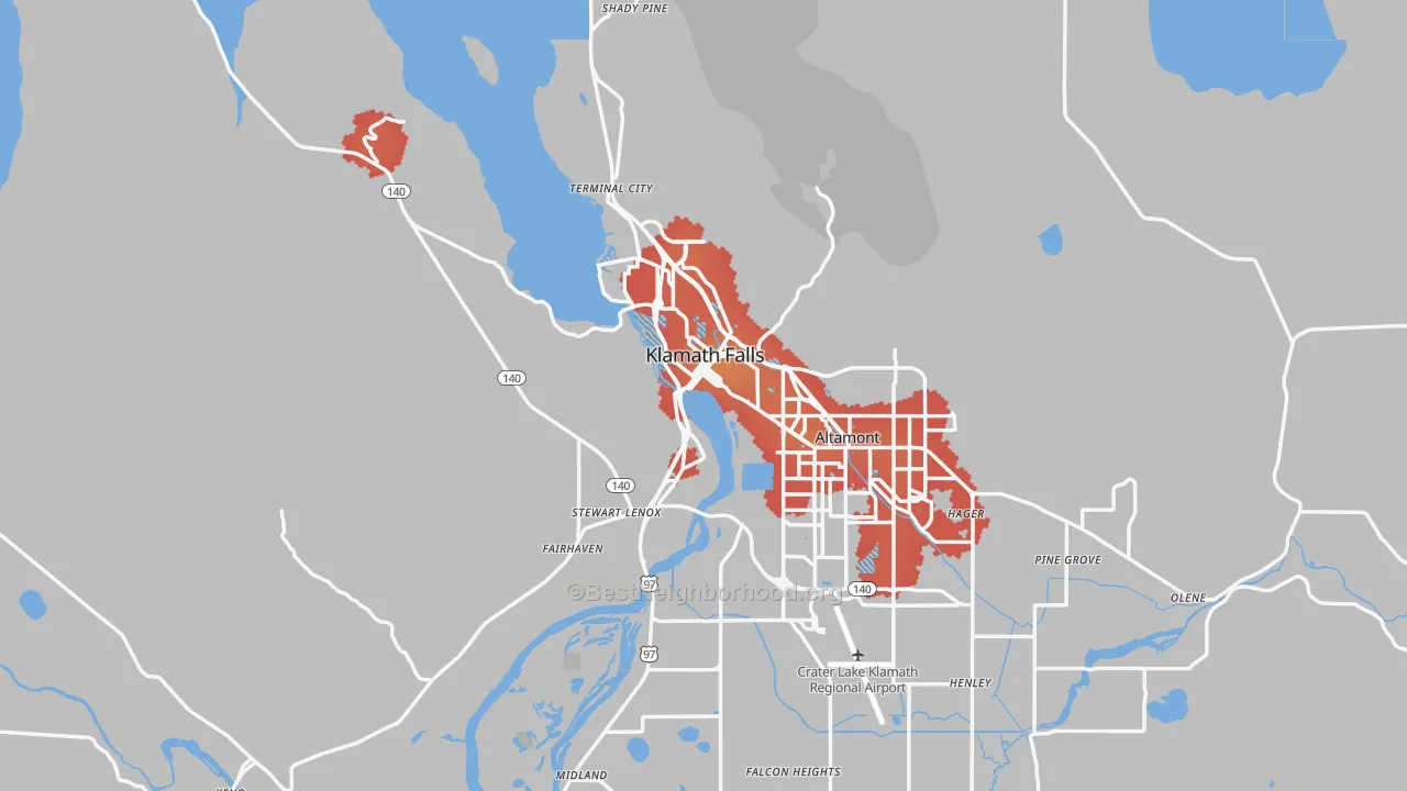 Transit Grade map of Klamath Falls, OR