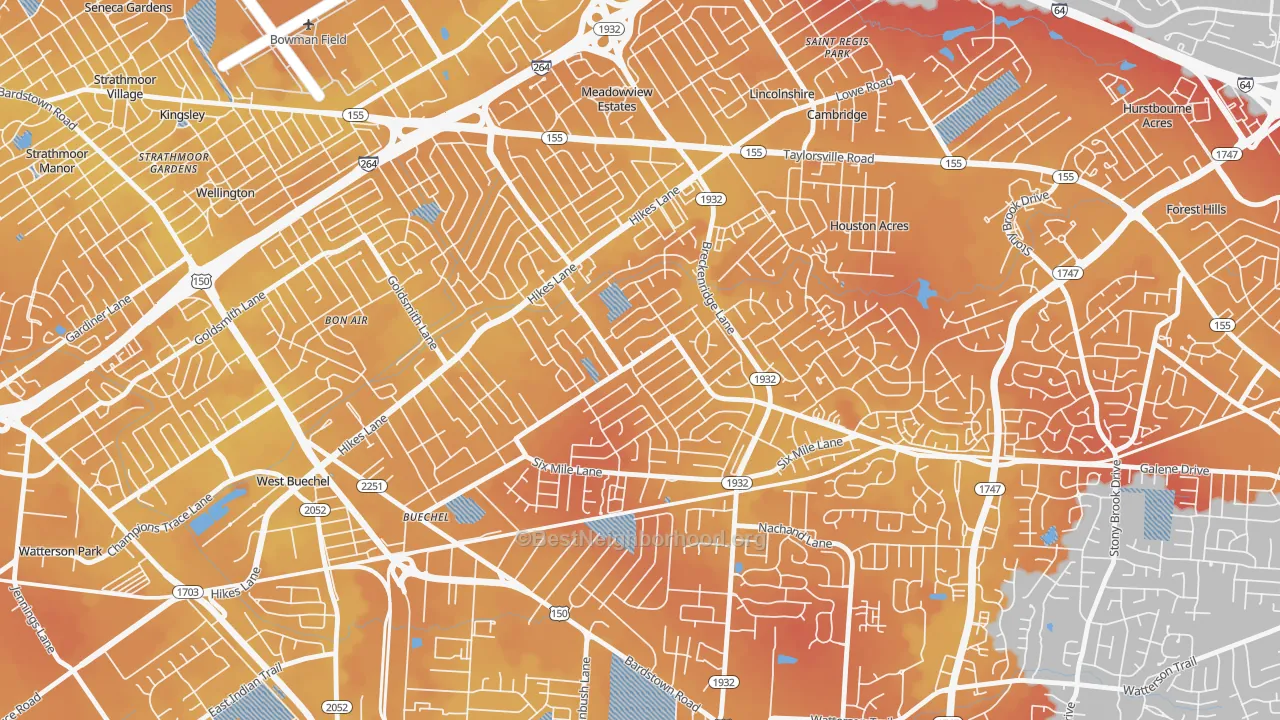 Transit Grade map of Klondike, Louisville, KY