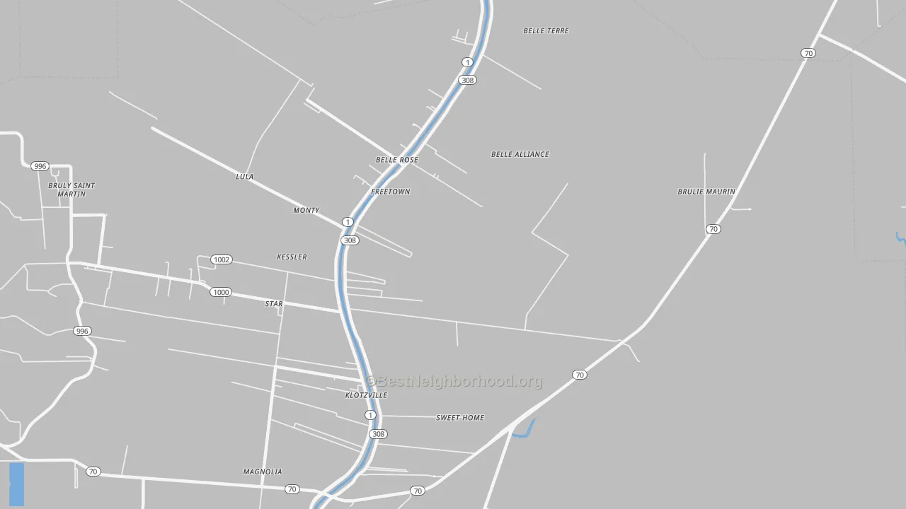 Transit Grade map of Klotzville, LA