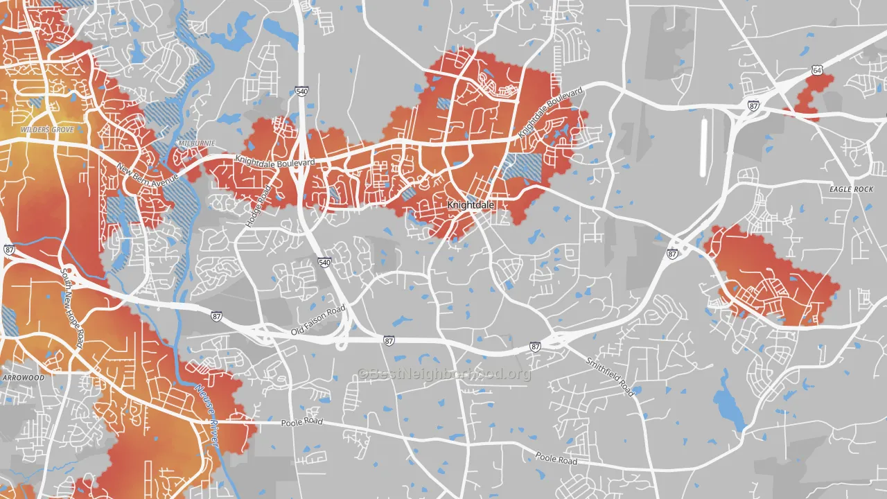 Transit Grade map of Knightdale, NC