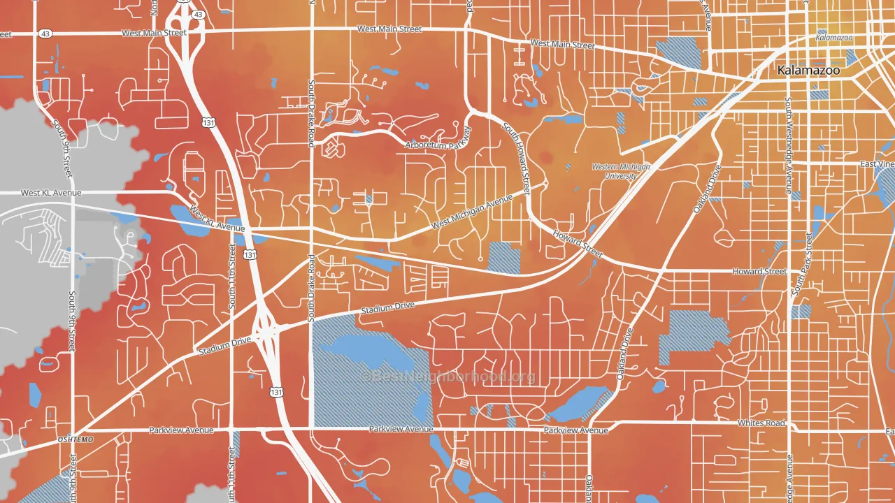 Transit Grade map of Knollwood, Kalamazoo, MI
