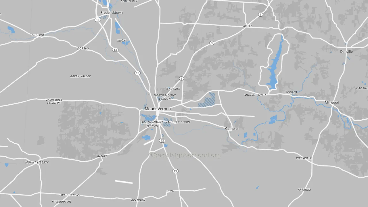 Transit Grade map of Knox County, OH