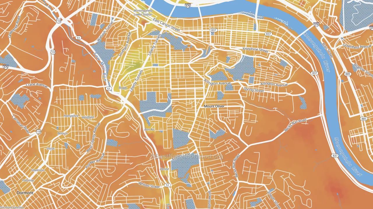 Transit Grade map of Knoxville, Pittsburgh, PA