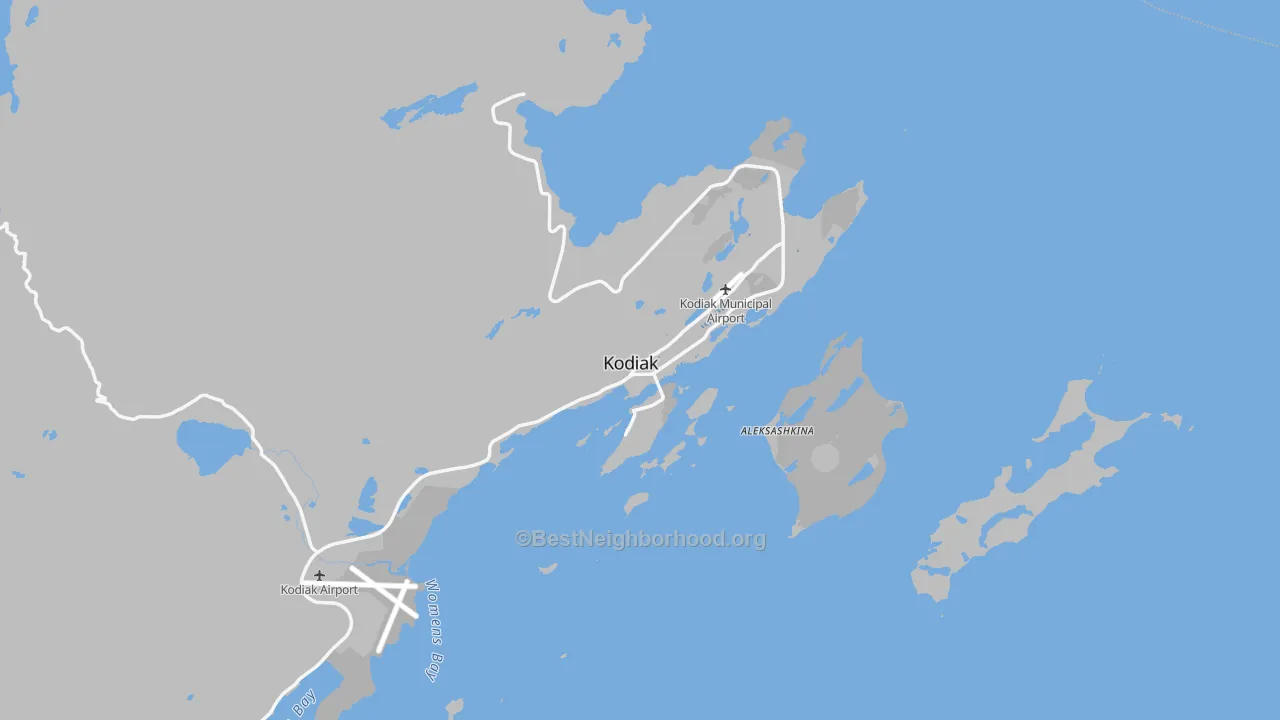 Transit Grade map of Kodiak, AK