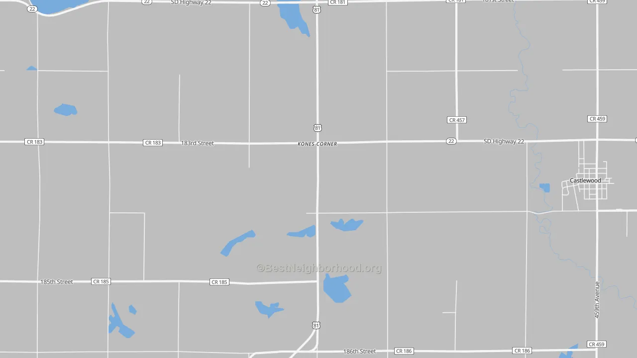 Transit Grade map of Kones Corner, SD