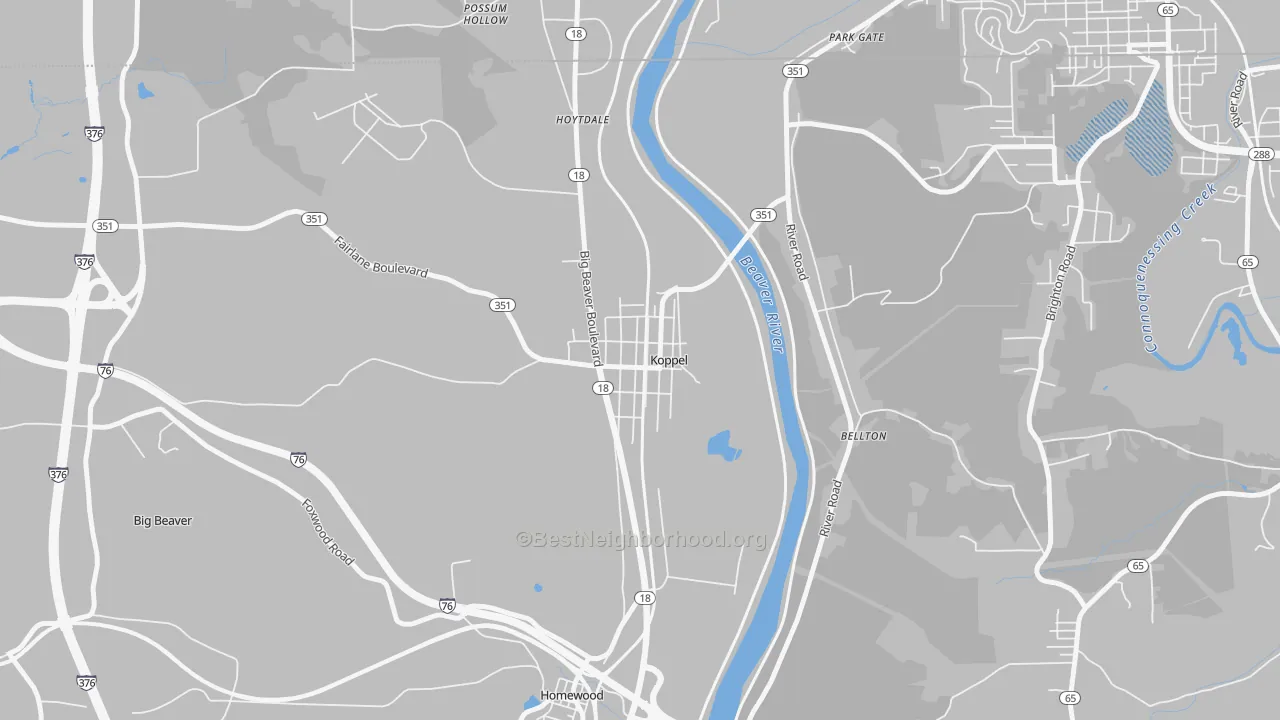 Transit Grade map of Koppel, PA