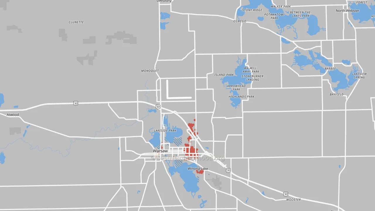 Transit Grade map of Kosciusko County, IN