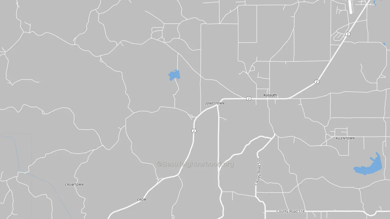 Transit Grade map of Kossuth, MS