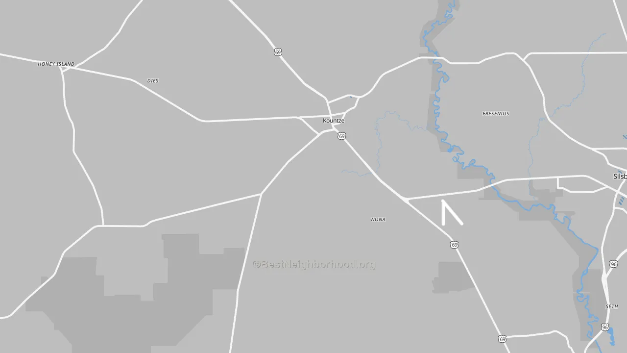 Transit Grade map of Kountze, TX