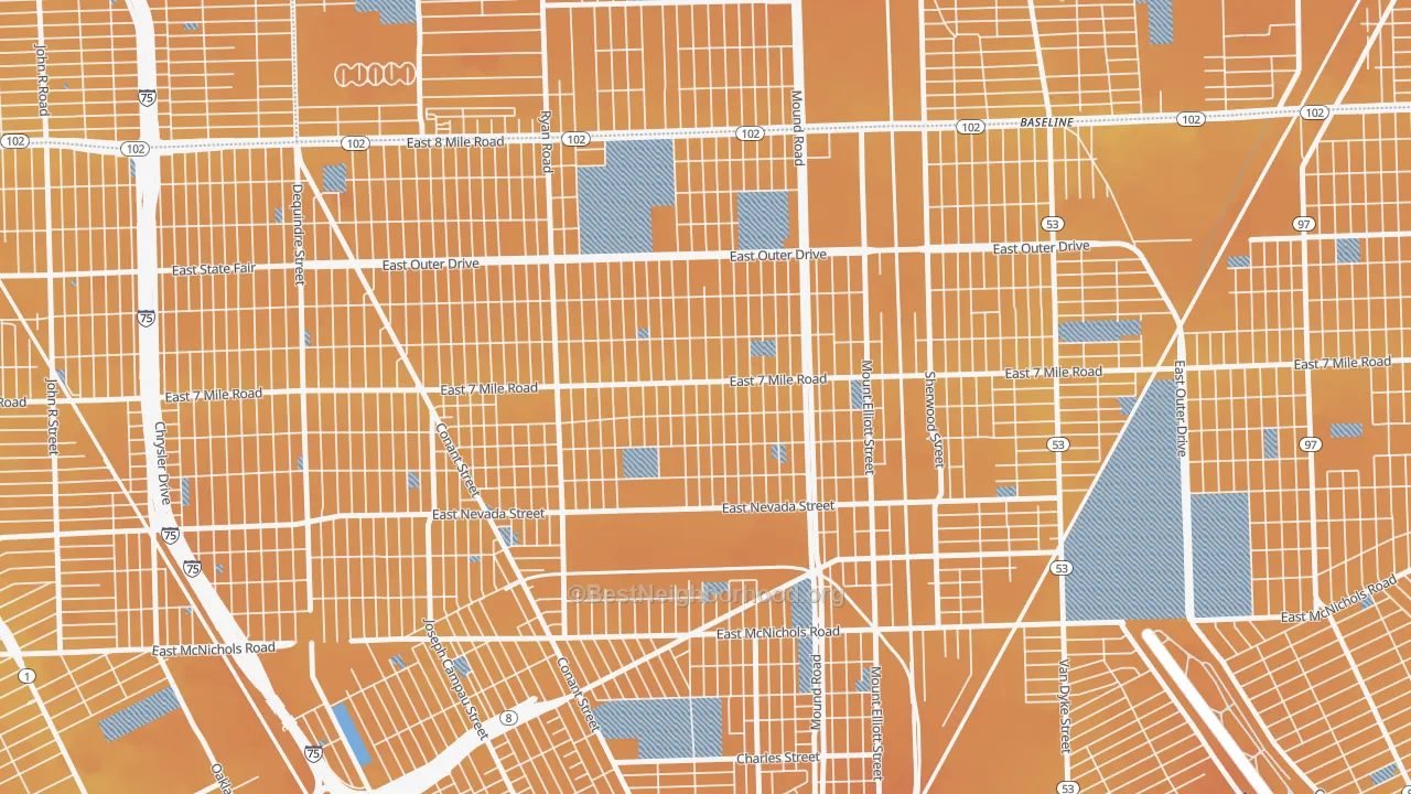 Transit Grade map of Kranz Woods, Detroit, MI