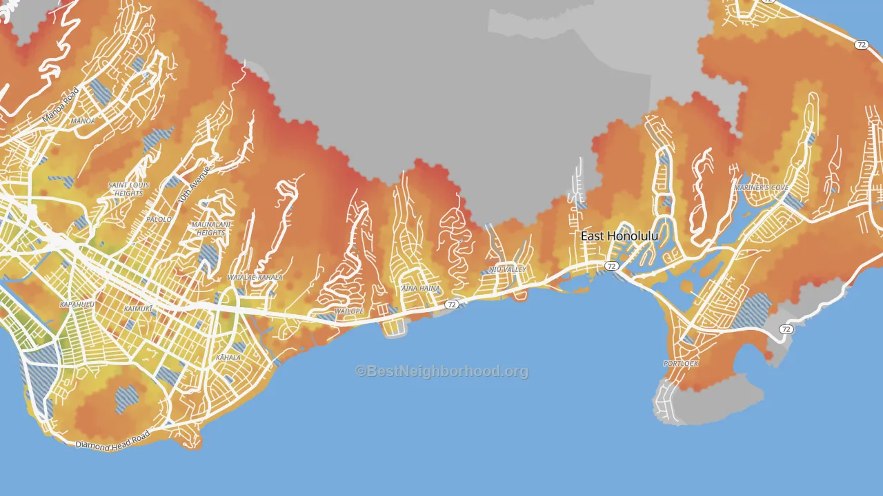 Transit Grade map of Kuliouou-Kalani Iki, East Honolulu, HI