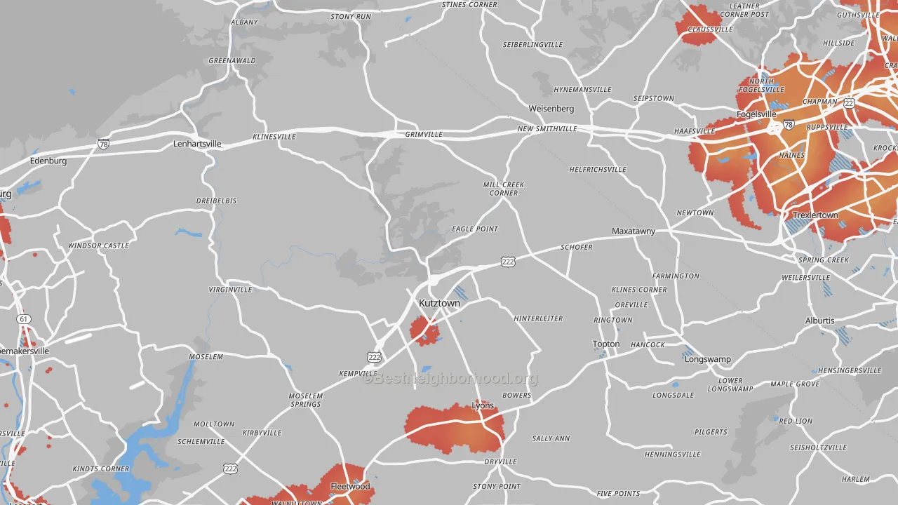 Transit Grade map of Kutztown, PA