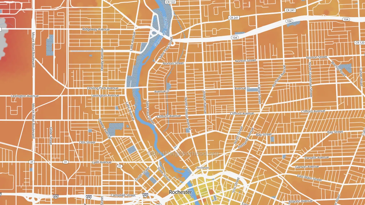 Transit Grade map of La Avenida, Rochester, NY