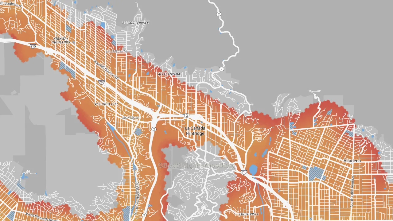 Transit Grade map of La Canada Flintridge, CA
