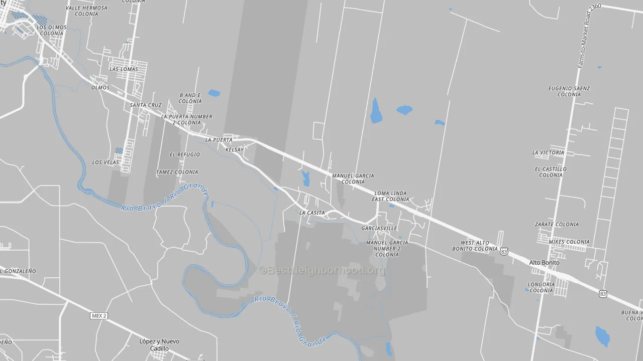 Transit Grade map of La Casita, TX