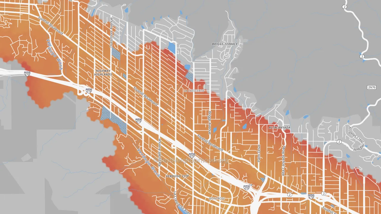 Transit Grade map of La Crescenta-Montrose, CA