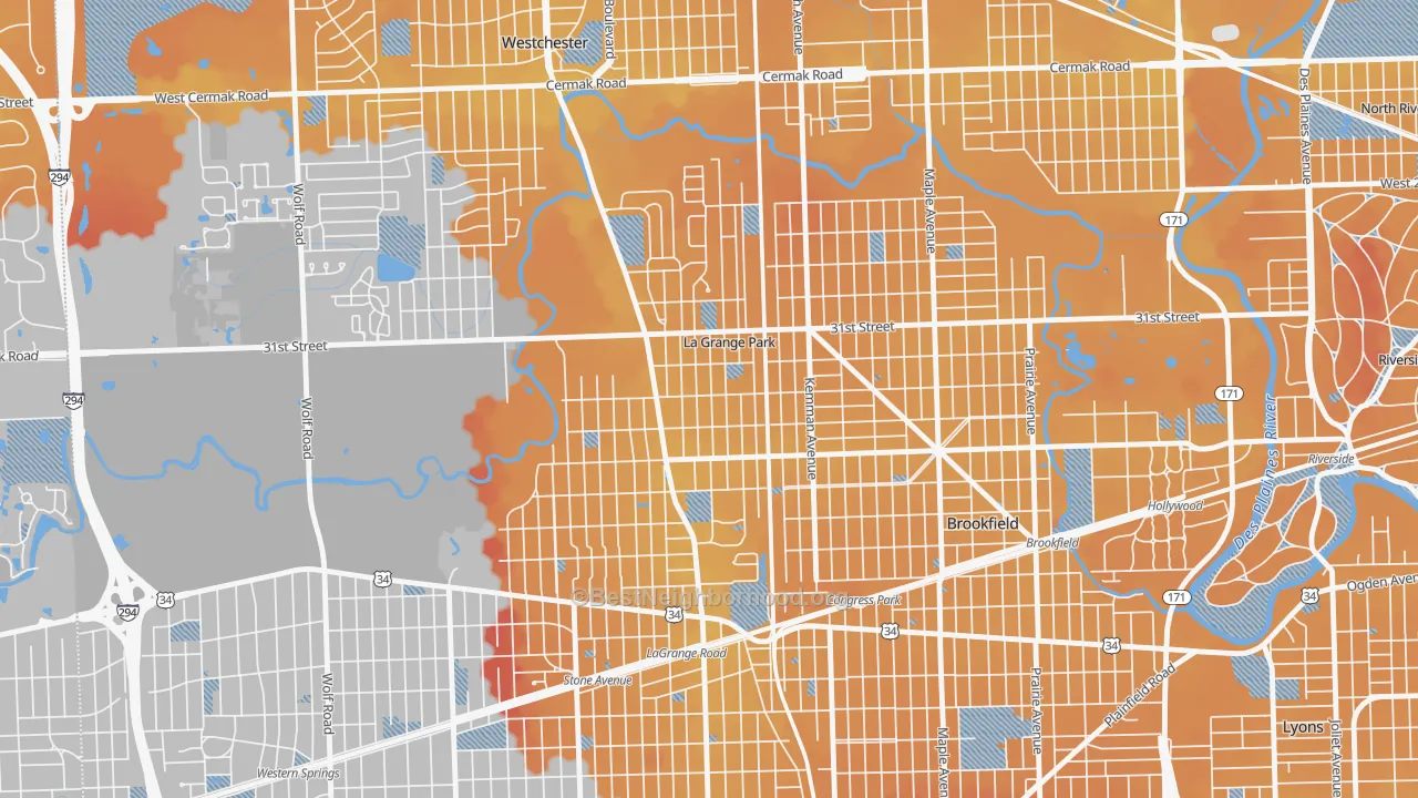 Transit Grade map of La Grange Park, IL