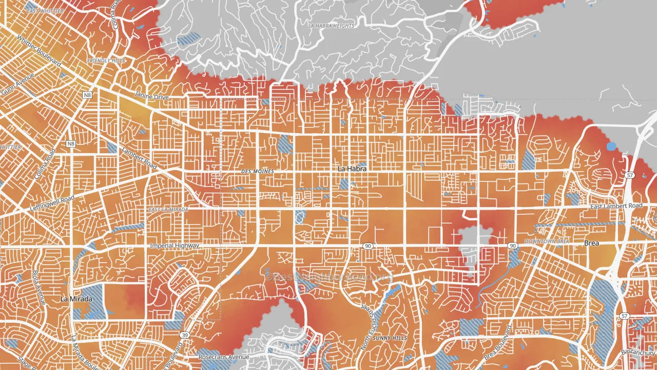 Transit Grade map of La Habra, CA