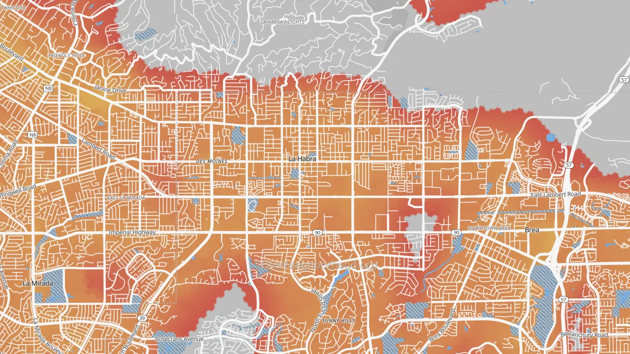 Transit Grade map of La Habra City, La Habra, CA