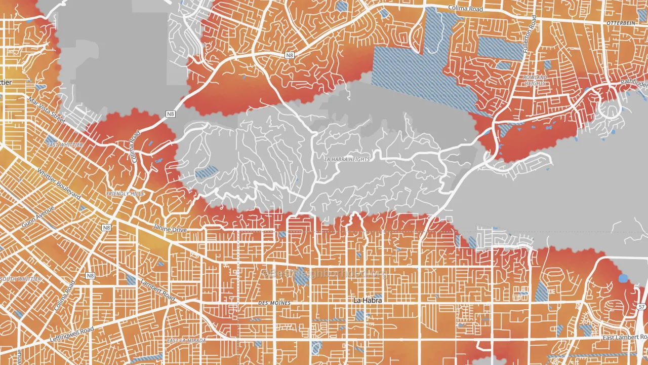 Transit Grade map of La Habra Heights, CA
