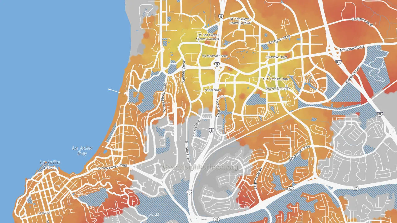Transit Grade map of La Jolla Village, La Jolla, CA